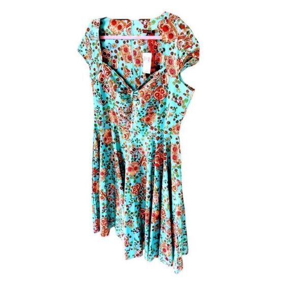 Hell Bunny Plus Size Retro Chic Sweetheart Neckline SkullHearts,Swing Midi Dress - Picture 7 of 15